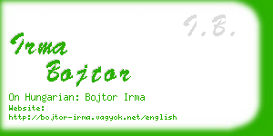 irma bojtor business card